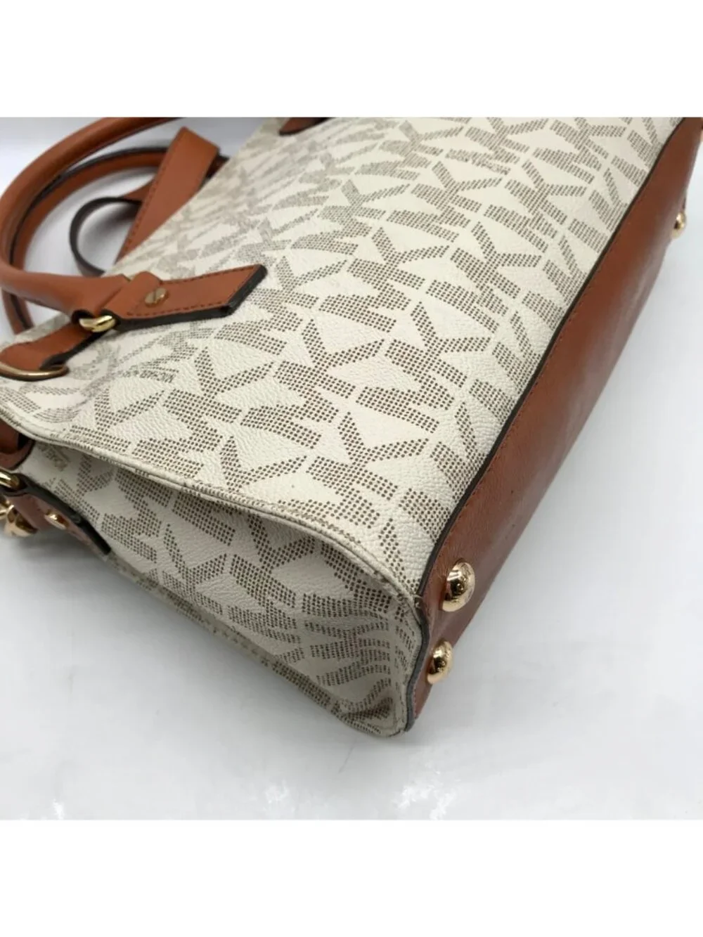 Michael Kors Ivory Monogram Canvas Hamilton Bag